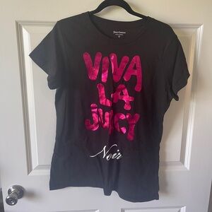 Juicy Couture Black Tee with Pink Graphic